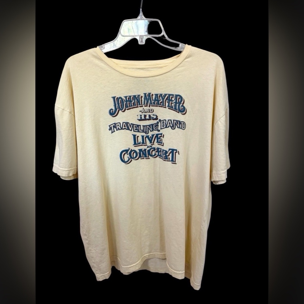 John Mayer Born And Raised World Tour Shirt 2013 XL Yellow Official Colorado Vtg